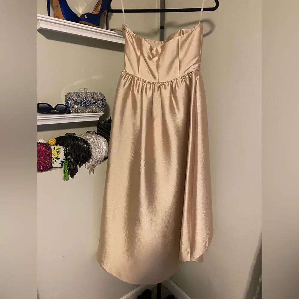 Co Strapless Satin High-Low Cocktail Dress - Picture 13 of 15
